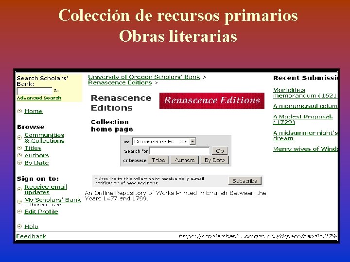 Colección de recursos primarios Obras literarias 