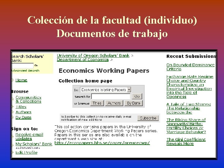 Colección de la facultad (individuo) Documentos de trabajo 