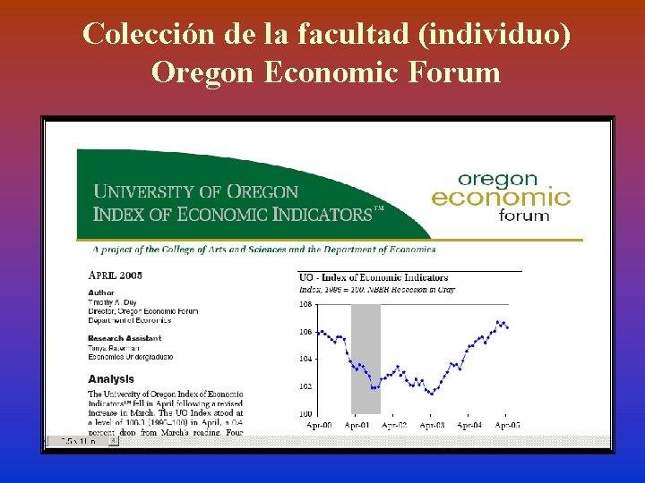 Colección de la facultad (individuo) Oregon Economic Forum 