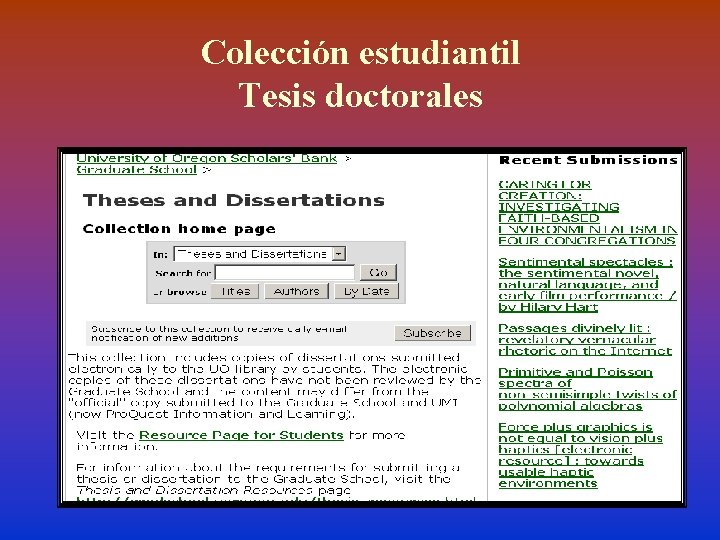 Colección estudiantil Tesis doctorales 