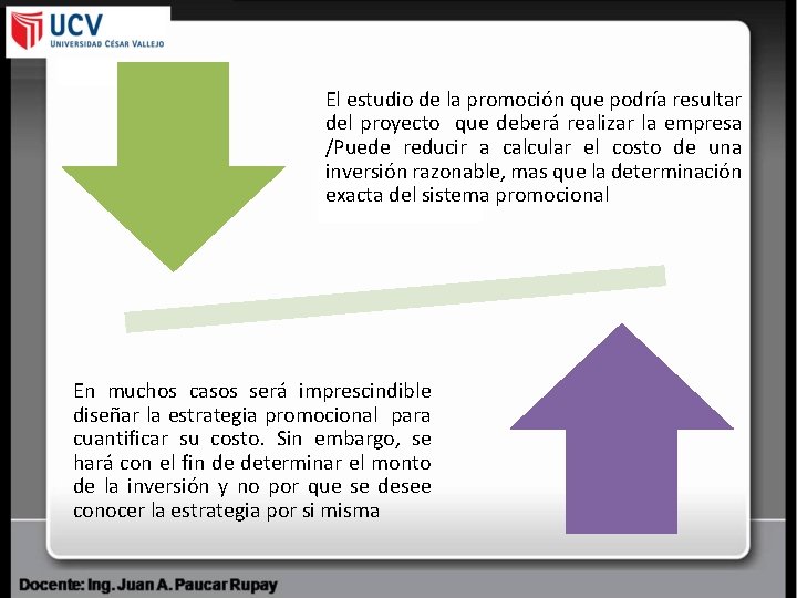 El estudio de la promoción que podría resultar del proyecto que deberá realizar la