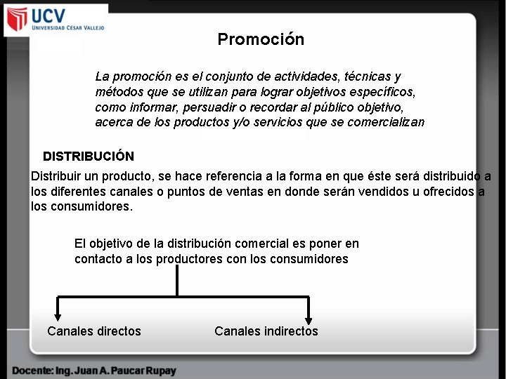 Promoción La promoción es el conjunto de actividades, técnicas y métodos que se utilizan