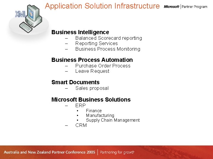 Application Solution Infrastructure Slide title goes here, using Segoe regular. Business Intelligence • Bullet