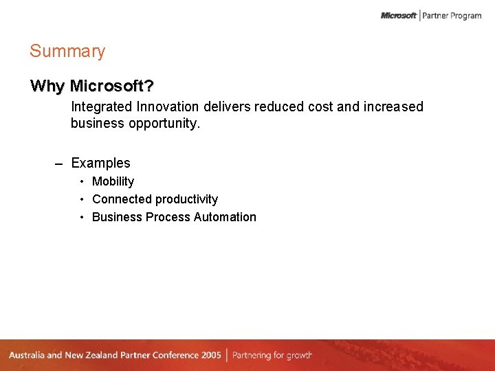 Slide title goes here, using Segoe regular. Summary • Why Bullet. Microsoft? point 1