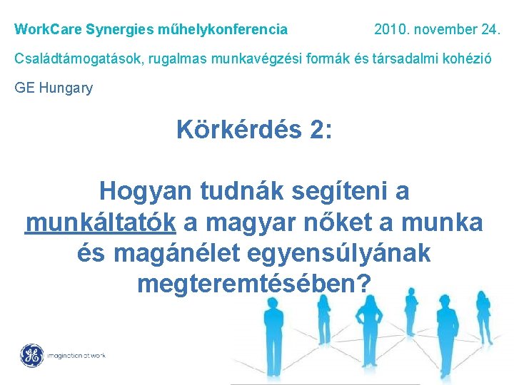 Work. Care Synergies műhelykonferencia 2010. november 24. Családtámogatások, rugalmas munkavégzési formák és társadalmi kohézió