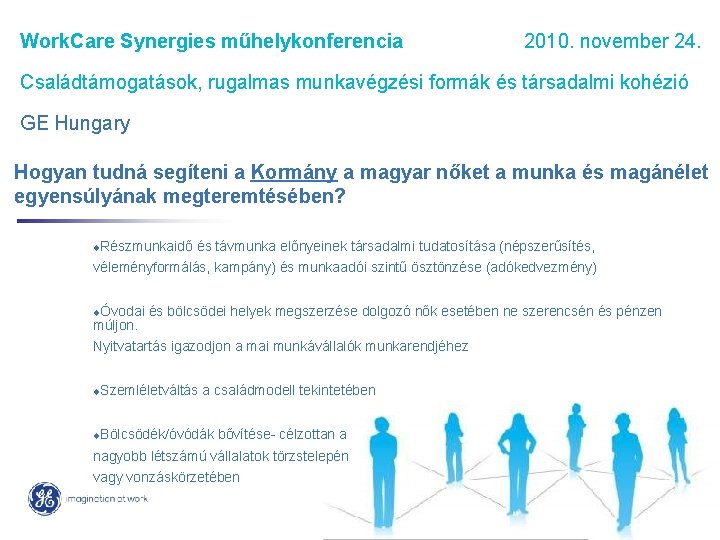 Work. Care Synergies műhelykonferencia 2010. november 24. Családtámogatások, rugalmas munkavégzési formák és társadalmi kohézió