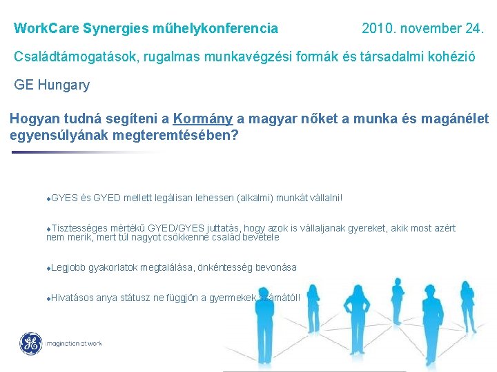 Work. Care Synergies műhelykonferencia 2010. november 24. Családtámogatások, rugalmas munkavégzési formák és társadalmi kohézió