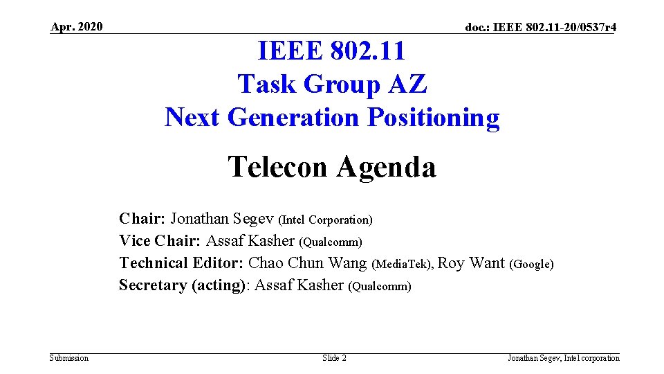 Apr. 2020 doc. : IEEE 802. 11 -20/0537 r 4 IEEE 802. 11 Task