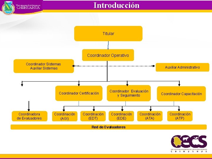 Introducción Titular Coordinador Operativo Coordinador Sistemas Auxiliar Sistemas 65, 543, 083. 00 Coordinadora de