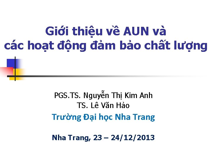 Gii thiu v AUN v cc hot ng