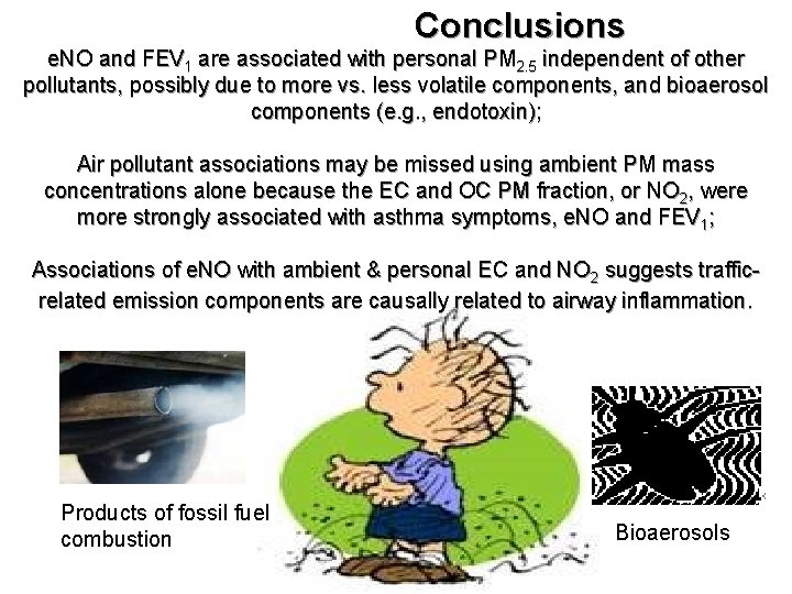 Conclusions e. NO and FEV 1 are associated with personal PM 2. 5 independent