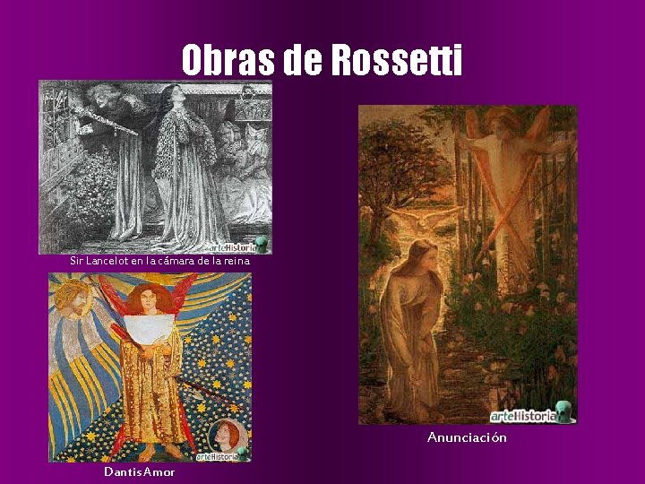 Obras de Rossetti Sir Lancelot en la cámara de la reina Anunciación Dantis Amor