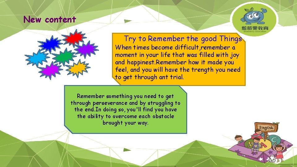 New content Try to Remember the good Things When times become difficult, remember a