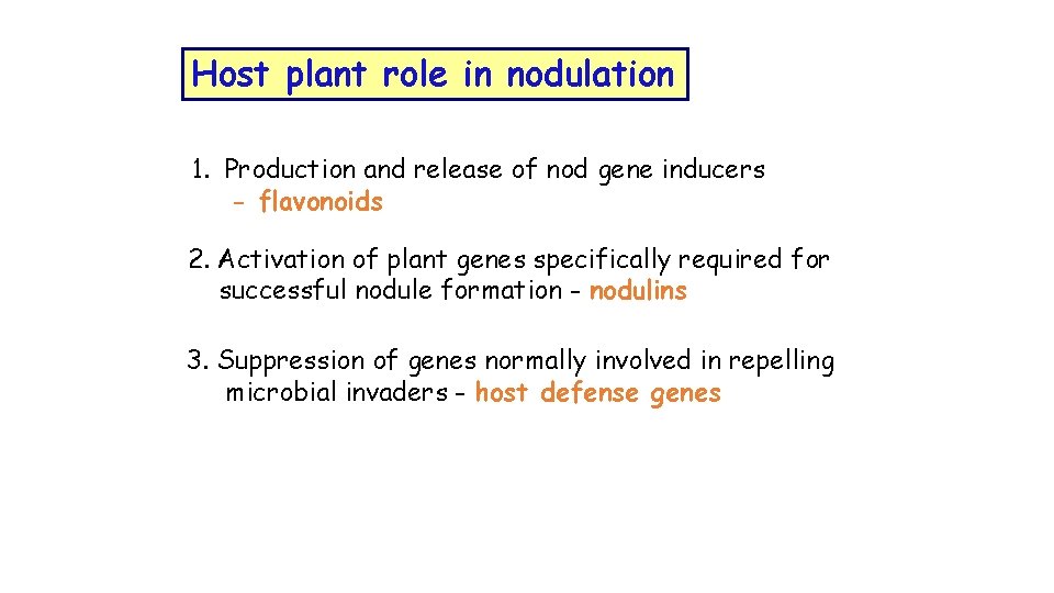 Host plant role in nodulation 1. Production and release of nod gene inducers -