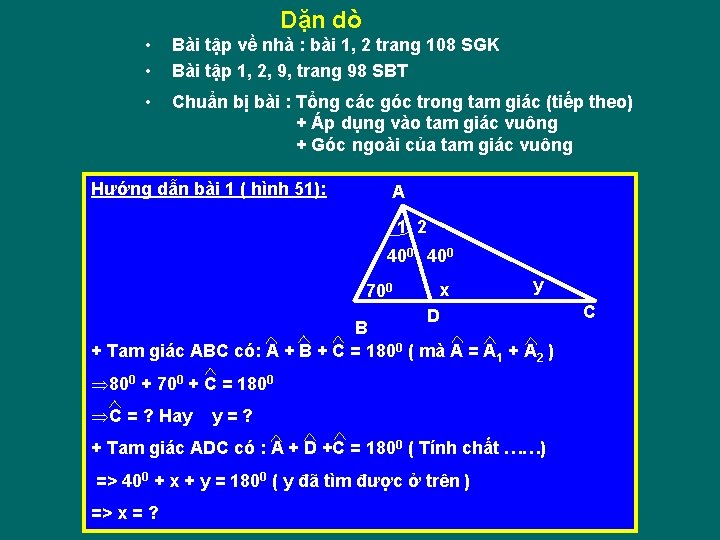 Dặn dò • • Bài tập về nhà : bài 1, 2 trang 108