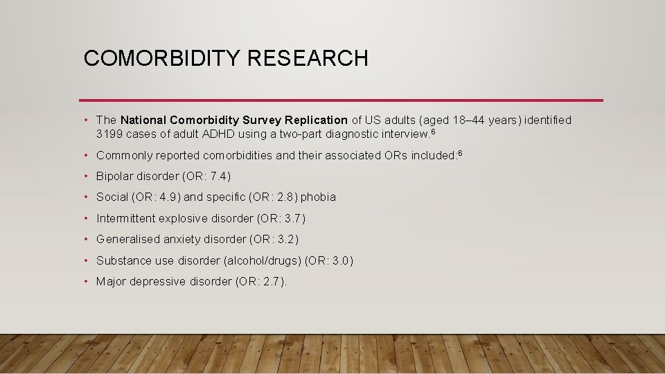 COMORBIDITY RESEARCH • The National Comorbidity Survey Replication of US adults (aged 18– 44