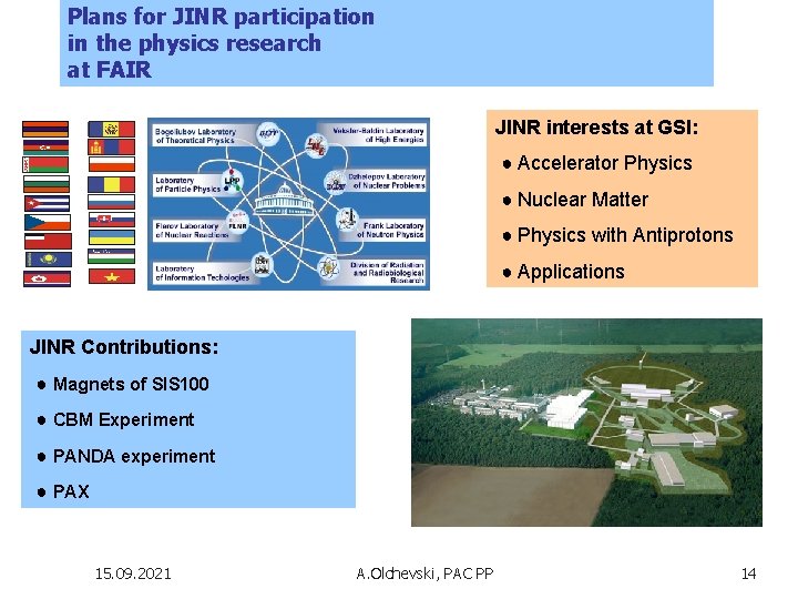 Plans for JINR participation in the physics research at FAIR JINR interests at GSI: