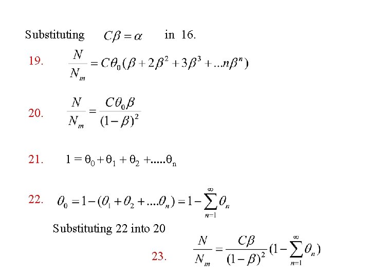 Substituting in 16. 19. 20. 21. 1 = q 0 + q 1 +