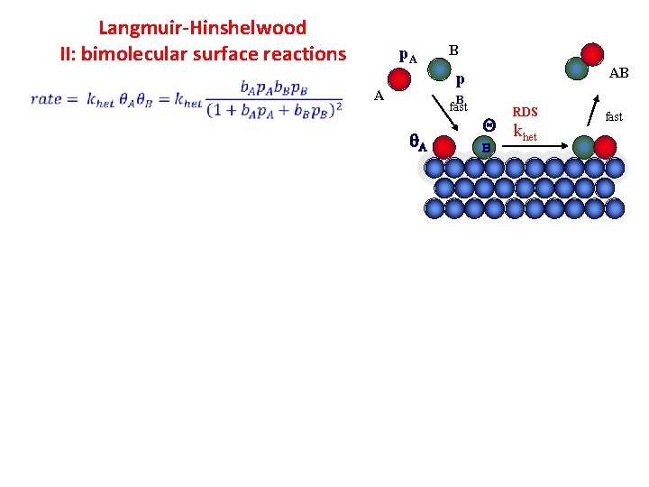 Langmuir-Hinshelwood II: bimolecular surface reactions p. A B AB p A B fast A