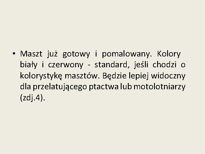  • Maszt już gotowy i pomalowany. Kolory biały i czerwony - standard, jeśli