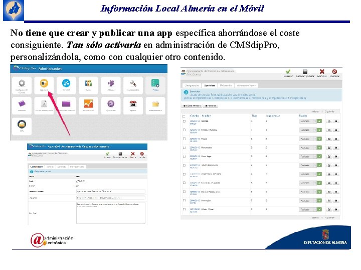 Información Local Almería en el Móvil No tiene que crear y publicar una app