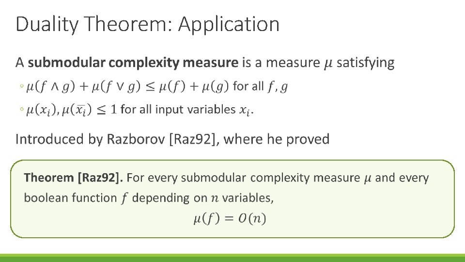 Duality Theorem: Application 