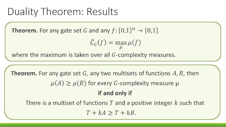 Duality Theorem: Results 