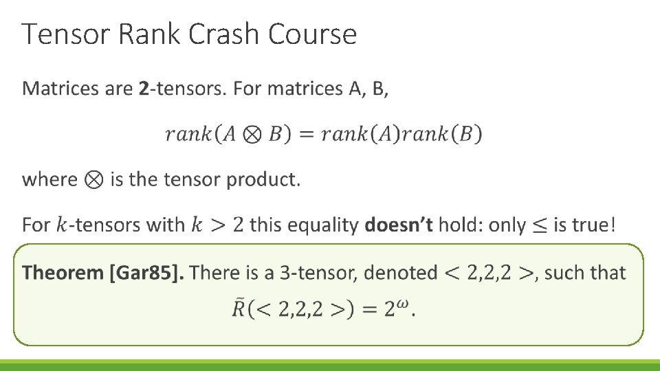 Tensor Rank Crash Course 