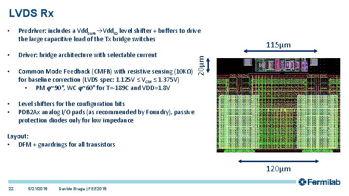 LVDS Rx Predriver: includes a Vddcore Vdd. IO level shifter + buffers to drive