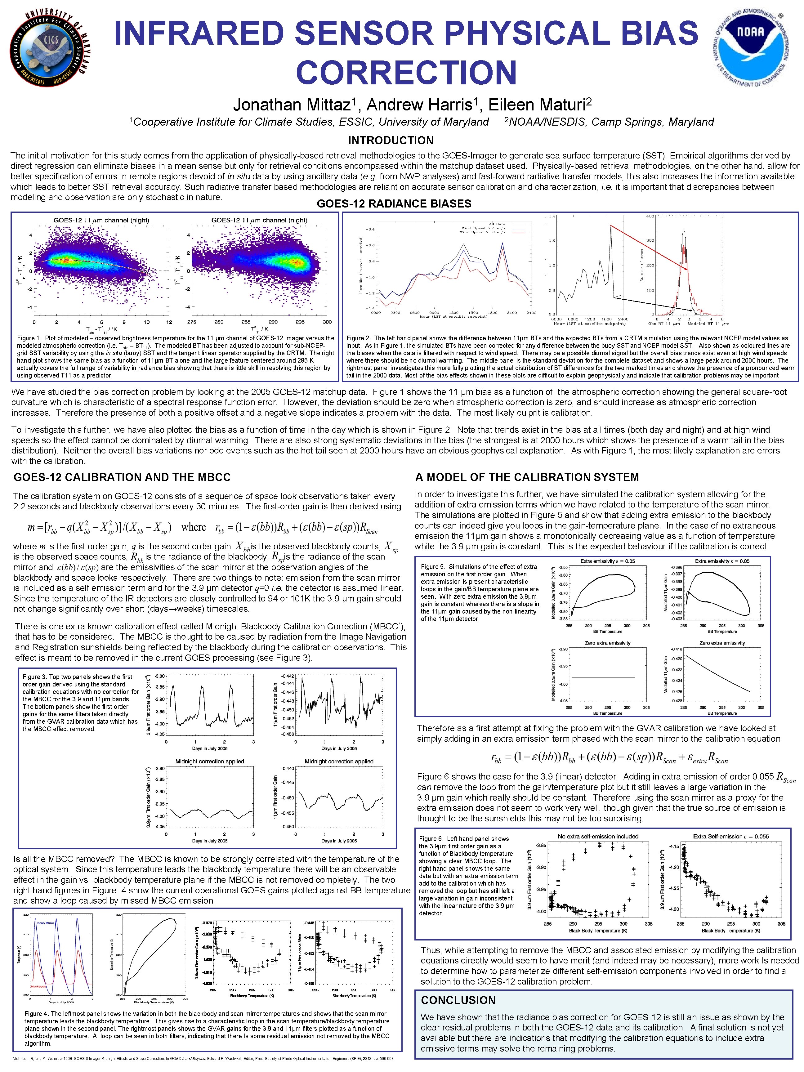 INFRARED SENSOR PHYSICAL BIAS CORRECTION Jonathan 1 Cooperative 1 Mittaz , Andrew 1 Harris