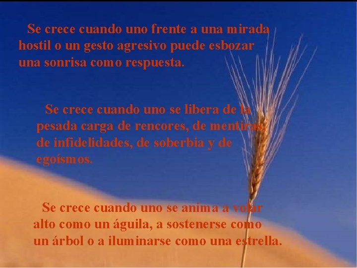 Se crece cuando uno frente a una mirada hostil o un gesto agresivo puede