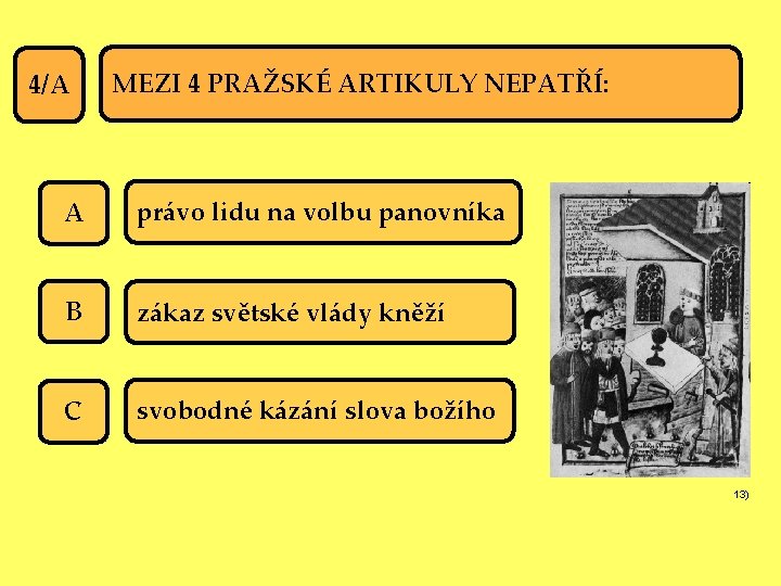 4/A MEZI 4 PRAŽSKÉ ARTIKULY NEPATŘÍ: A právo lidu na volbu panovníka B zákaz