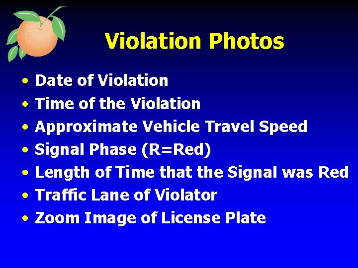 Violation Photos • • Date of Violation Time of the Violation Approximate Vehicle Travel