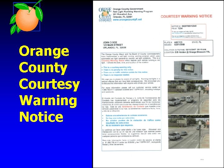 Orange County Courtesy Warning Notice 