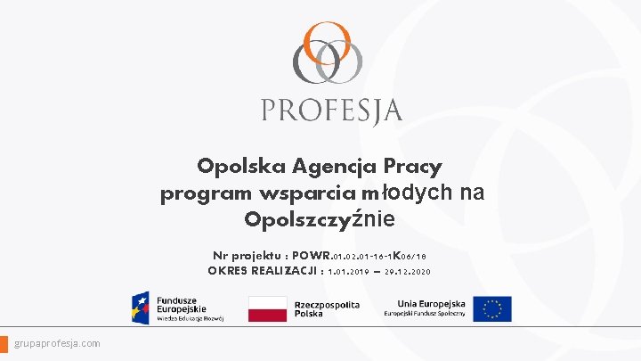 Opolska Agencja Pracy program wsparcia młodych na Opolszczyźnie Nr projektu : POWR. 01. 02.