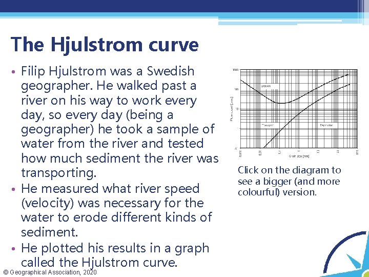 The Hjulstrom curve • Filip Hjulstrom was a Swedish geographer. He walked past a The Hjulstrom curve • Filip Hjulstrom was a Swedish geographer. He walked past a