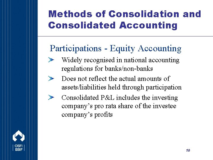 Methods of Consolidation and Consolidated Accounting Participations - Equity Accounting Widely recognised in national