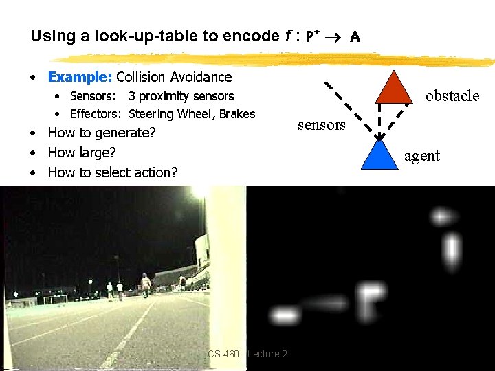 Using a look-up-table to encode f : P* A • Example: Collision Avoidance •