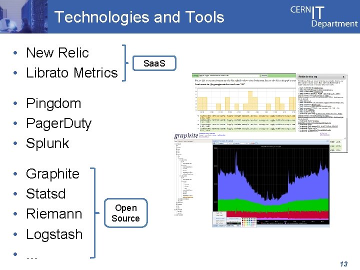 Technologies and Tools • New Relic • Librato Metrics Saa. S • Pingdom •