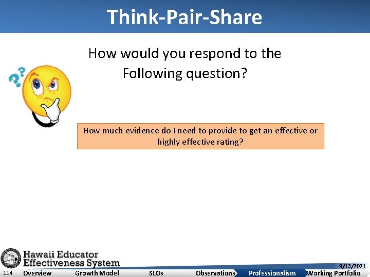 Think-Pair-Share How would you respond to the Following question? How much evidence do I