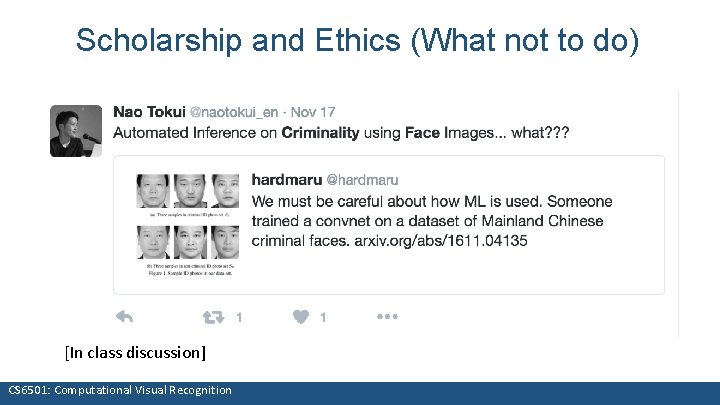Scholarship and Ethics (What not to do) [In class discussion] CS 6501: Computational Visual