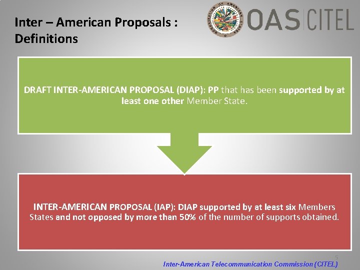 Inter – American Proposals : Definitions DRAFT INTER-AMERICAN PROPOSAL (DIAP): PP that has been