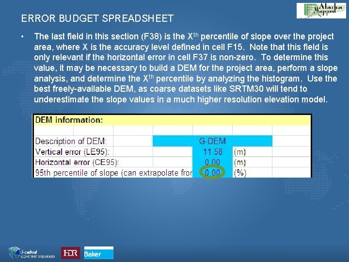 ERROR BUDGET SPREADSHEET • The last field in this section (F 38) is the