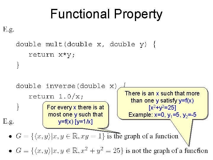 Functional Property For every x there is at most one y such that y=f(x)