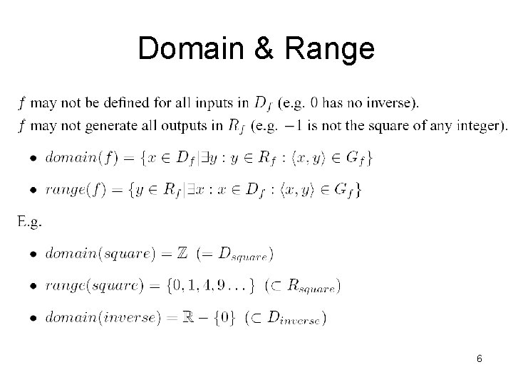 Domain & Range 6 