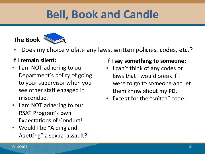 Bell, Book and Candle Module I: Research The Book • Does my choice violate