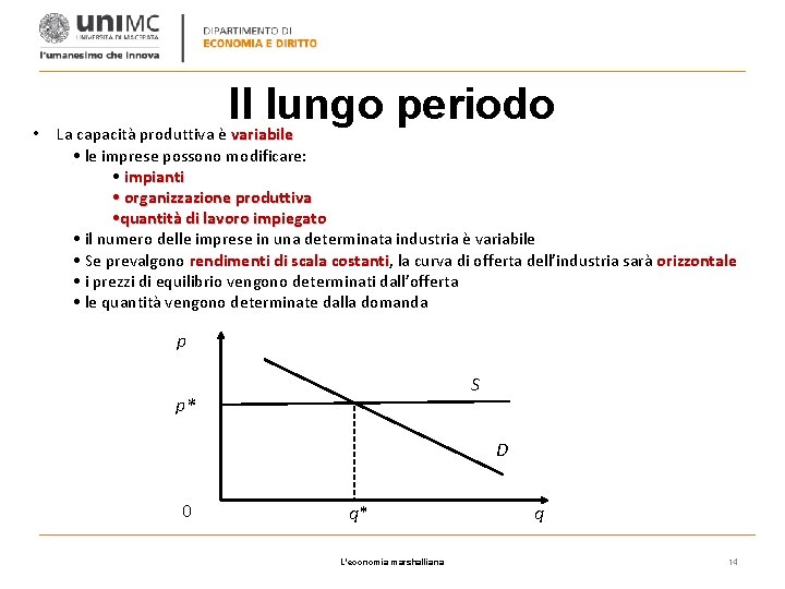  • Il lungo periodo La capacità produttiva è variabile • le imprese possono