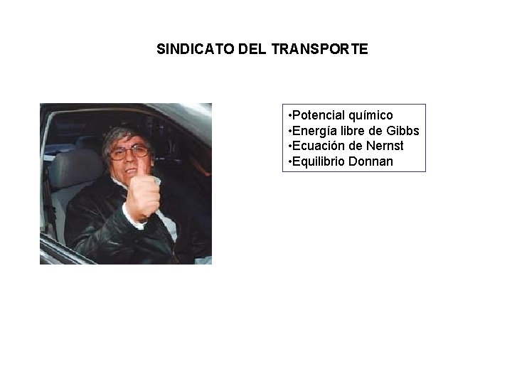 SINDICATO DEL TRANSPORTE • Potencial químico • Energía libre de Gibbs • Ecuación de