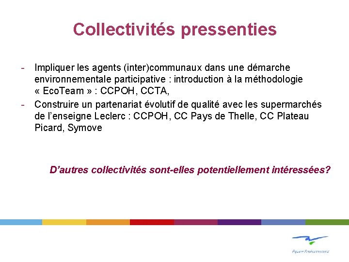 Collectivités pressenties - Impliquer les agents (inter)communaux dans une démarche environnementale participative : introduction