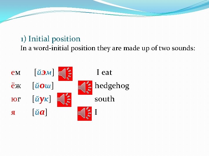 1) Initial position In a word-initial position they are made up of two sounds: